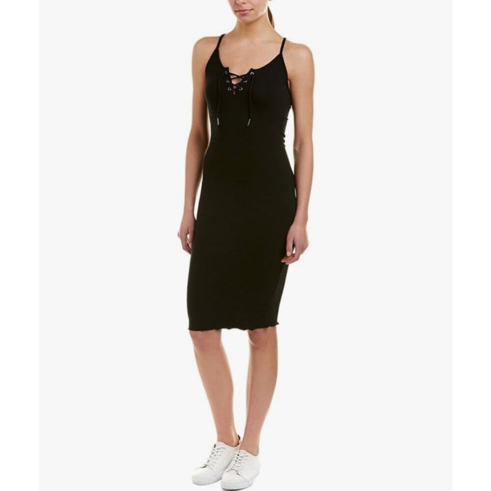 n:Philanthropy Black Tie Front Sleeveless Midi Dress Women's Large